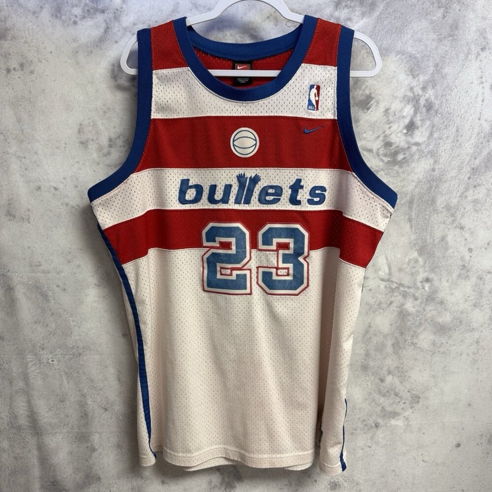 Vintage Nike Washington Bullets Jordan Jersey Mens XL + 2 inches White NBA